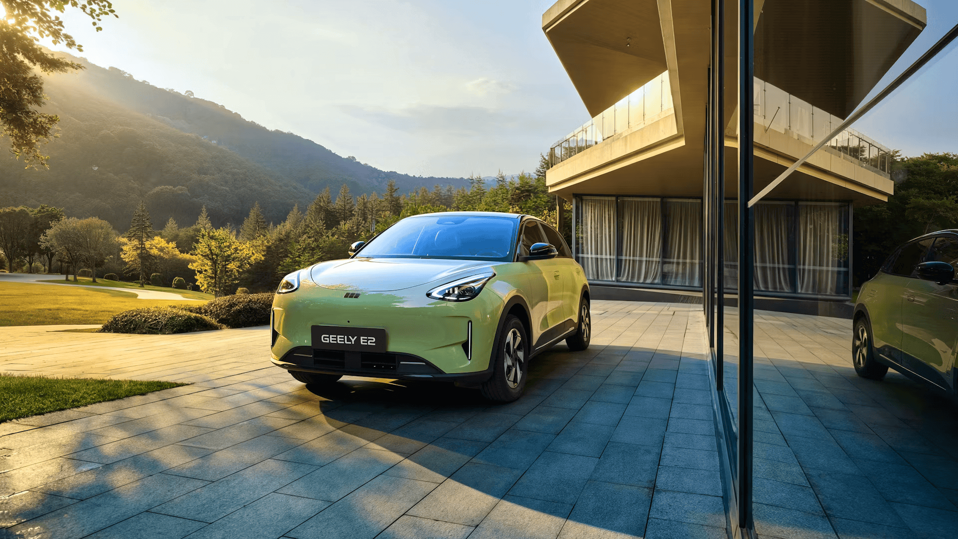Geely E2 de 3/4 avant